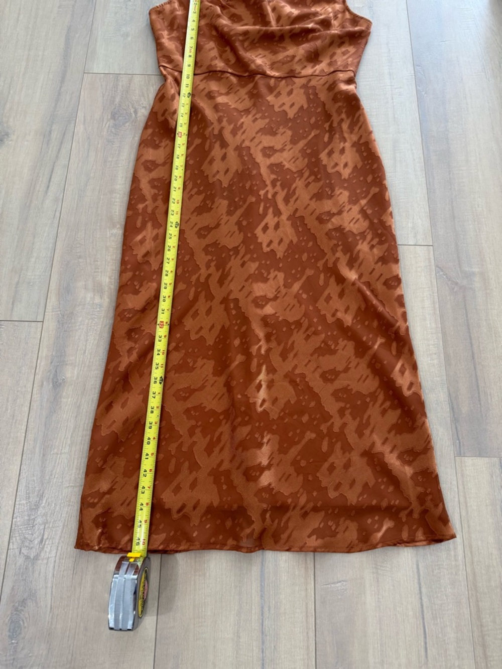 Hutch Rust-Orange Satin Slip Midi Dress - Picture 5 of 5